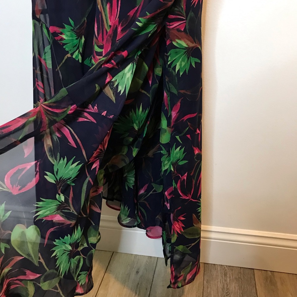 Just Taylor Floral Maxi Dress Tropical Lined Chiffon Halter 12 Large - Picture 8 of 12